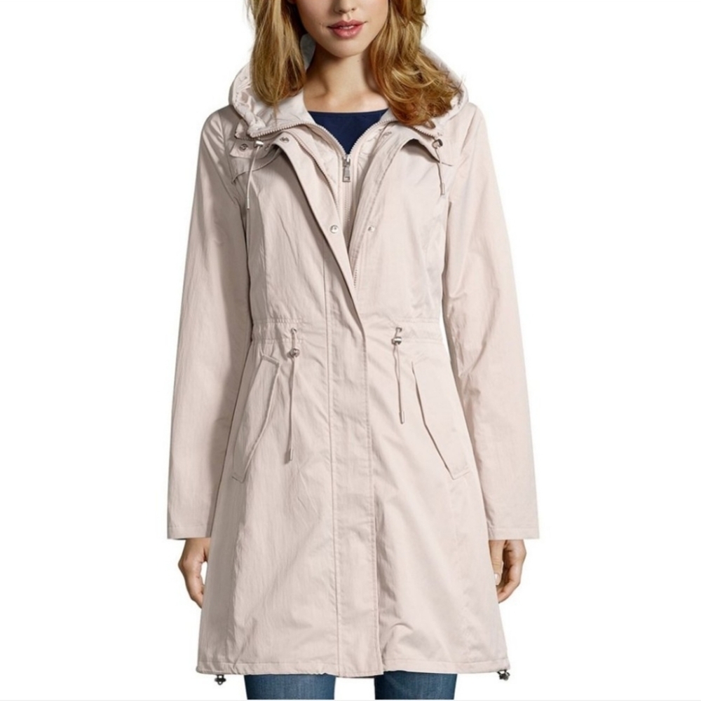 Tahari Macrame Adele Anorak Tailored Glam Trench Coat Fall Designer Rain